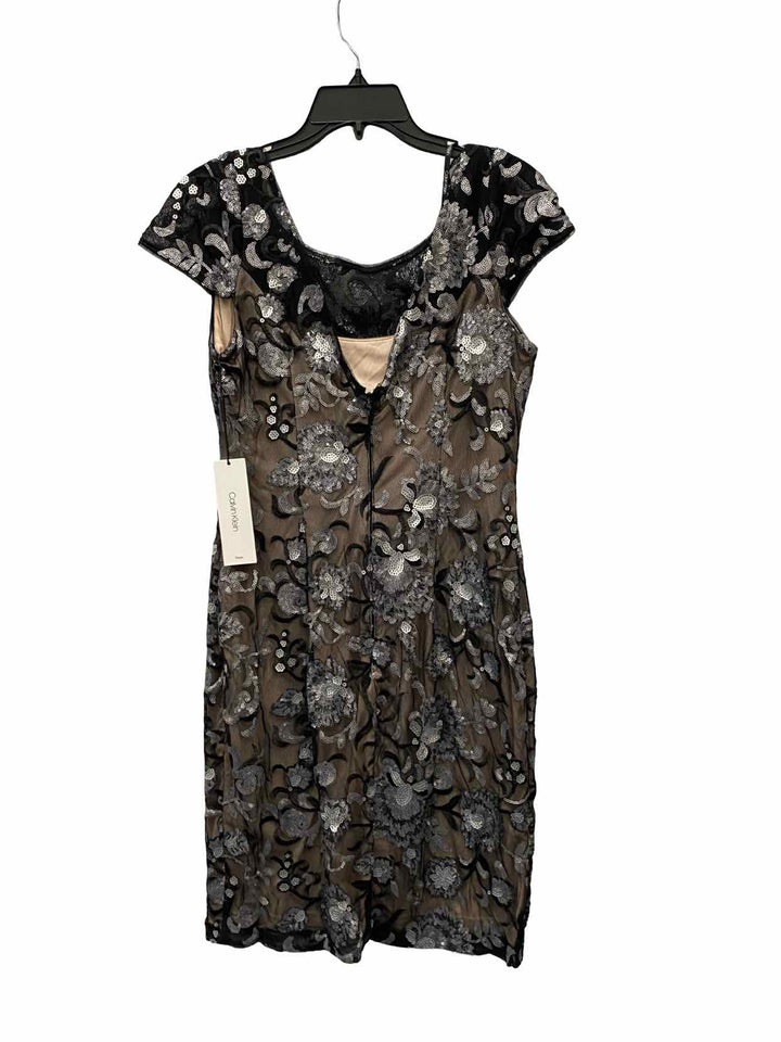 Calvin Klein Size 10 Black Tan sequined Dress