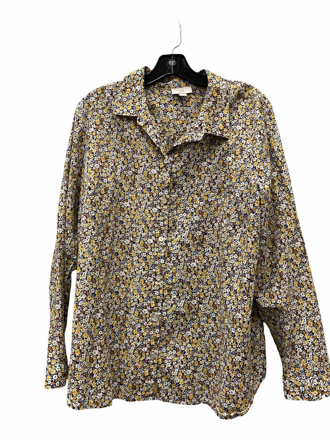 J Jill Size L Multi-Color Floral Long Sleeve Shirts