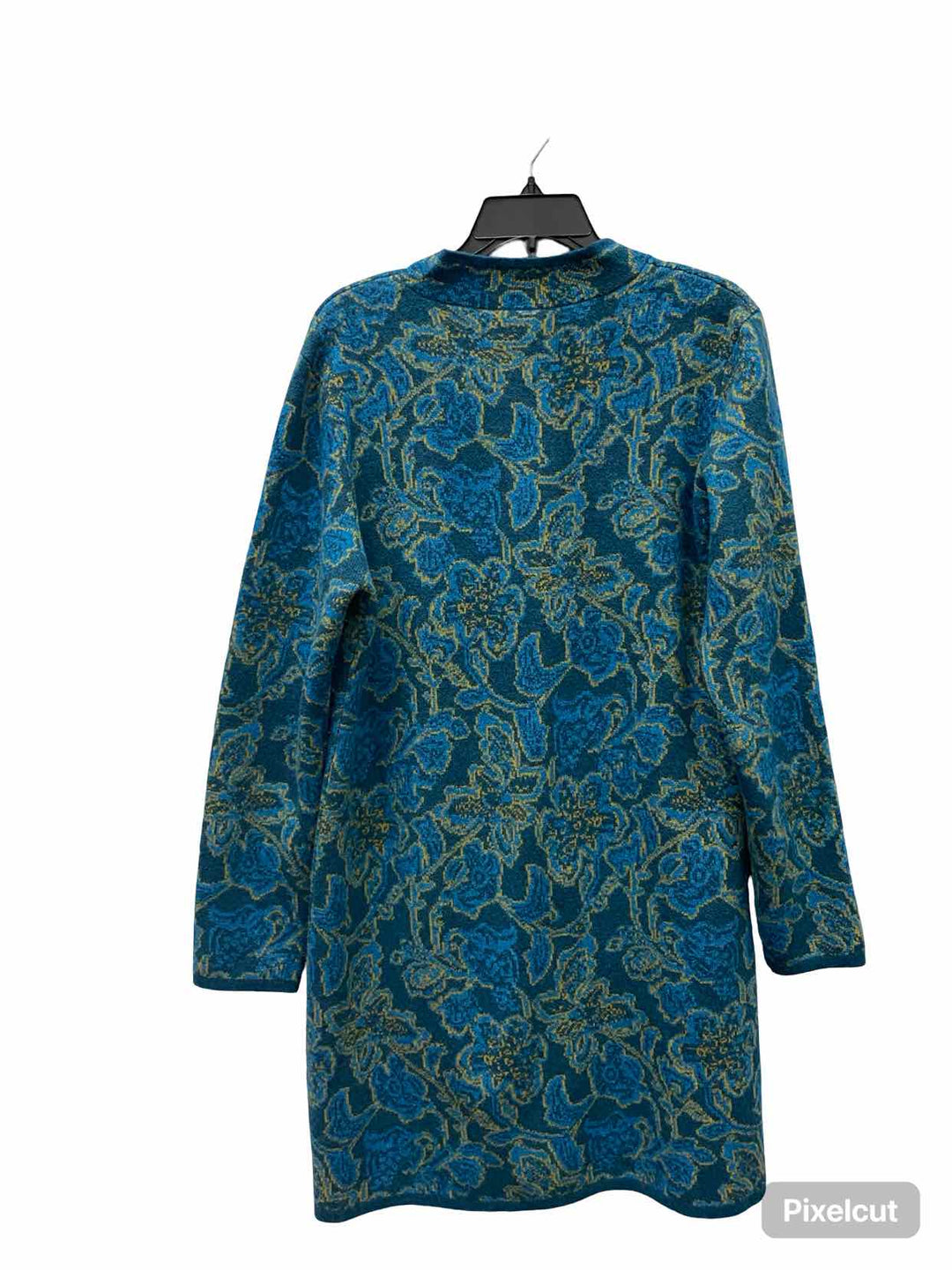 Sundance Size M Teal Print Merino Blend Sweater
