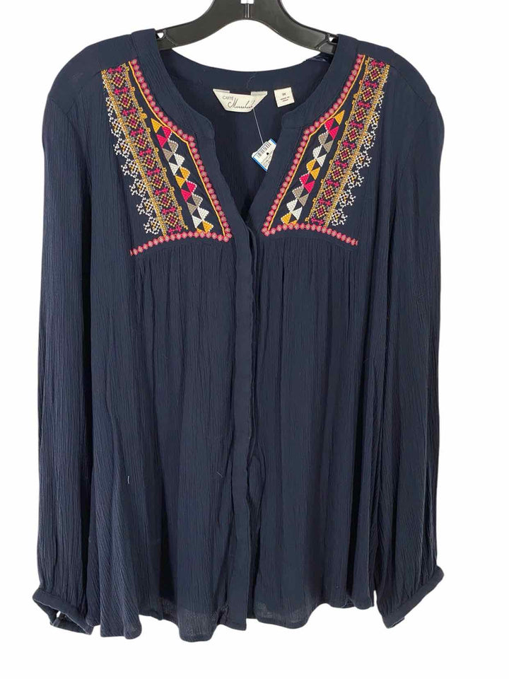 Caffe Marrakesh Size 3X Navy Long Sleeve Shirts