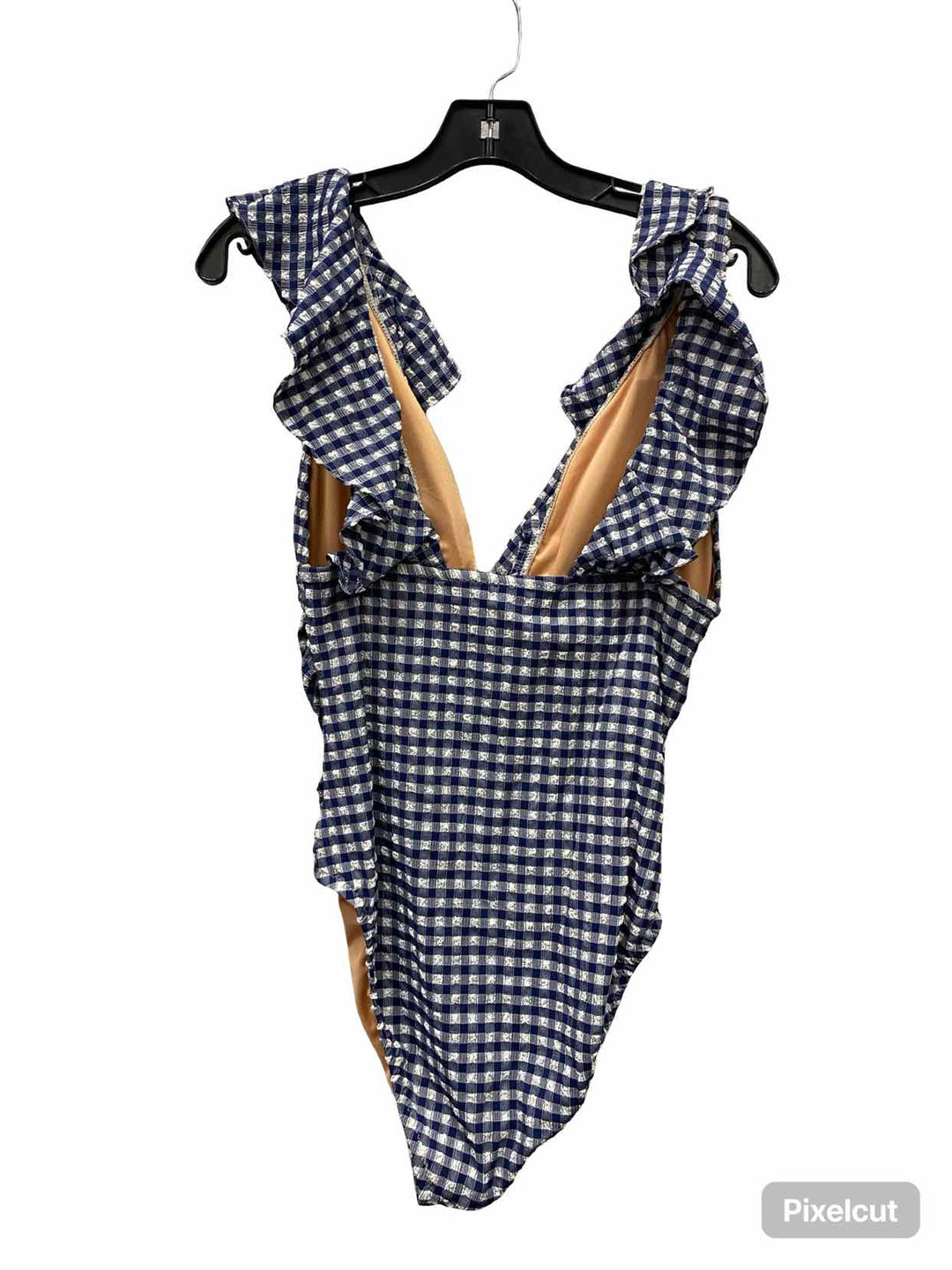Unknown Brand Size L Blue Heather Checkered Swimsuit