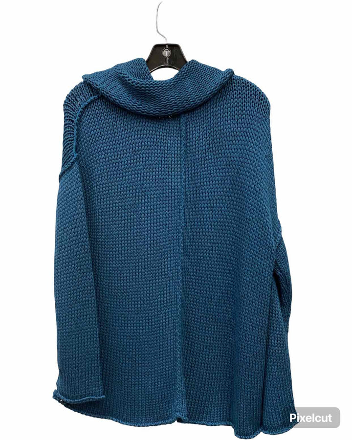 Pure Size M/L Blue Hand Knit 100% Cotton Sweater