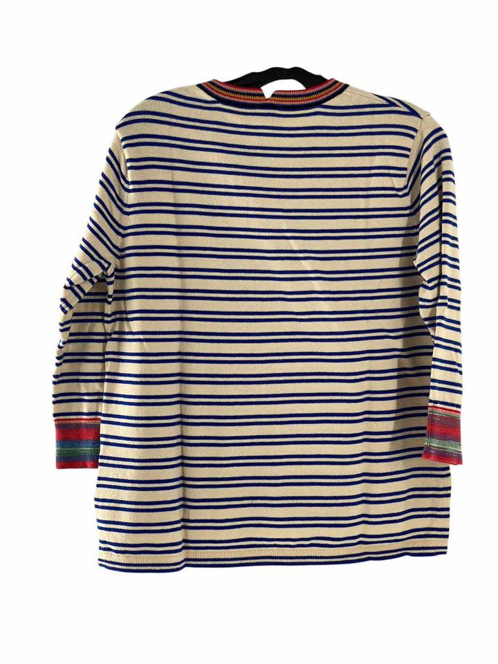 Cabi Size XS Cream Blue Stripes Sweater