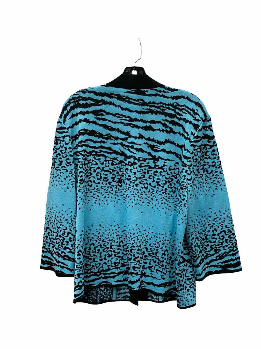Ming Wang Size XL Blue Black Print Sweater