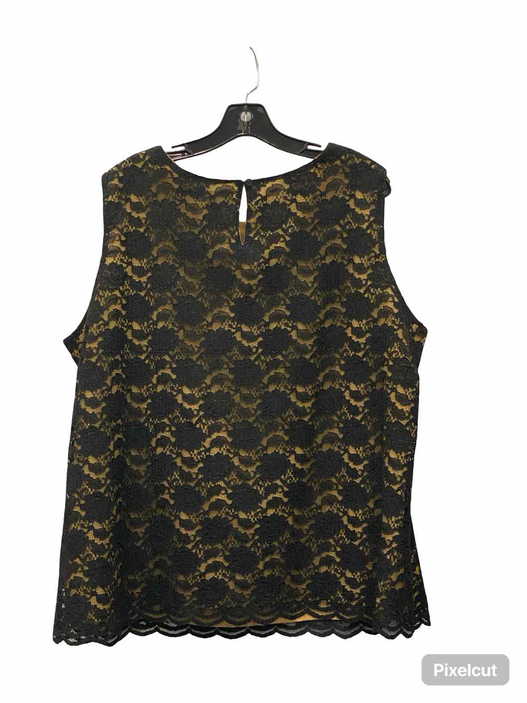 Karen Scott Size 2X Black Tan Lace Tank Top