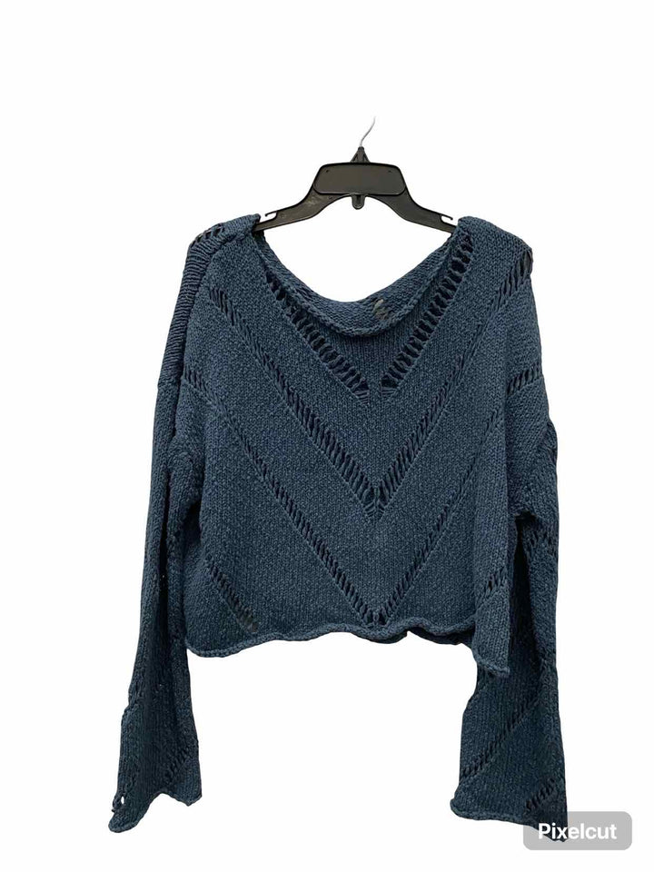 Free People Size L Teal 100% cotton Sweater