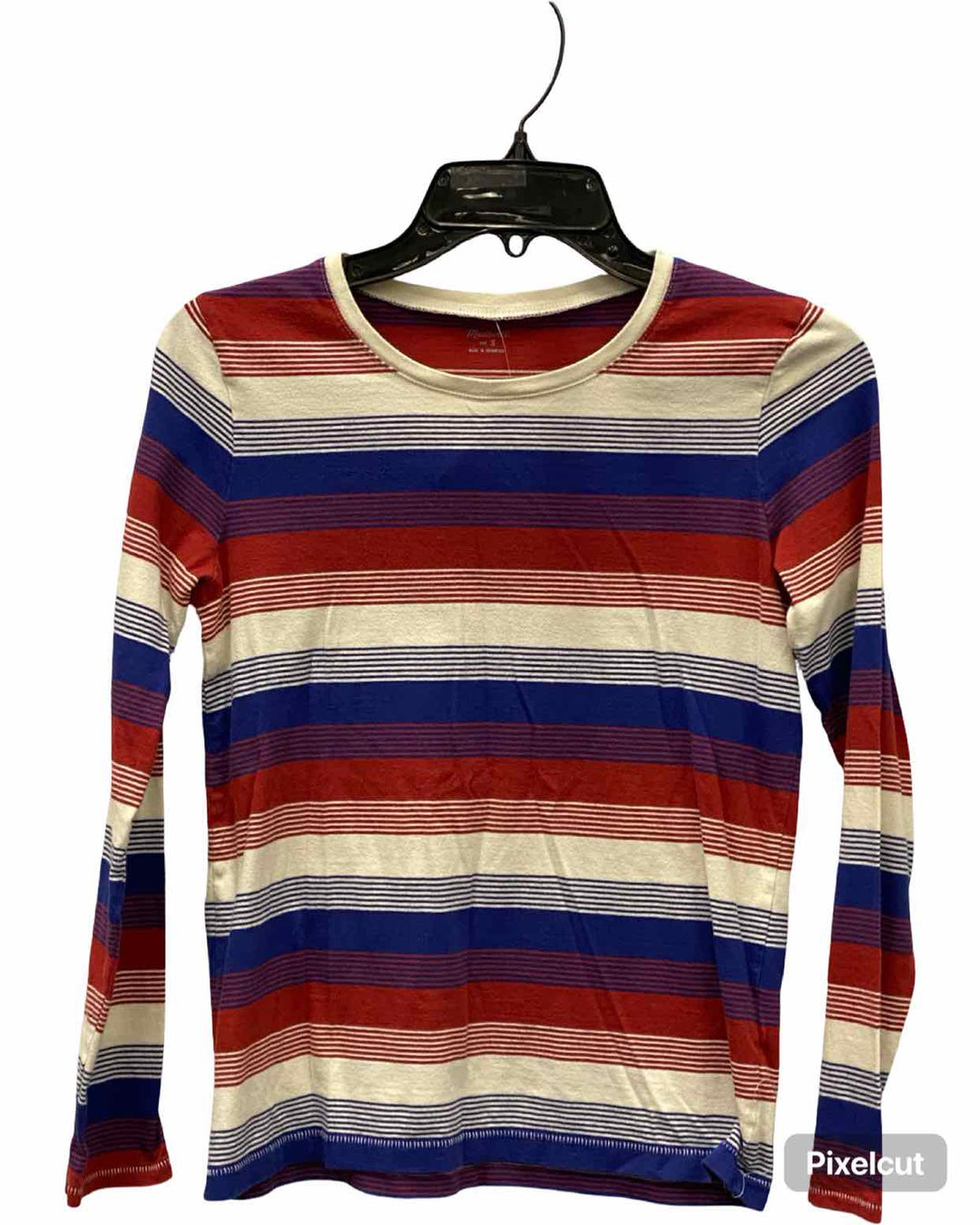 MadeWell Size S White Red & blue Stripes Long Sleeve Shirts