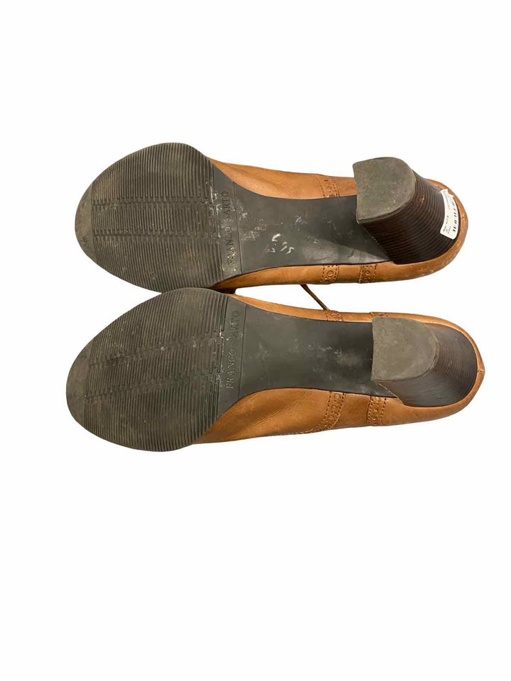 Franco Sarto Shoe Size 9.5 Brown Leather Oxford Brogue Lace-Up Heels