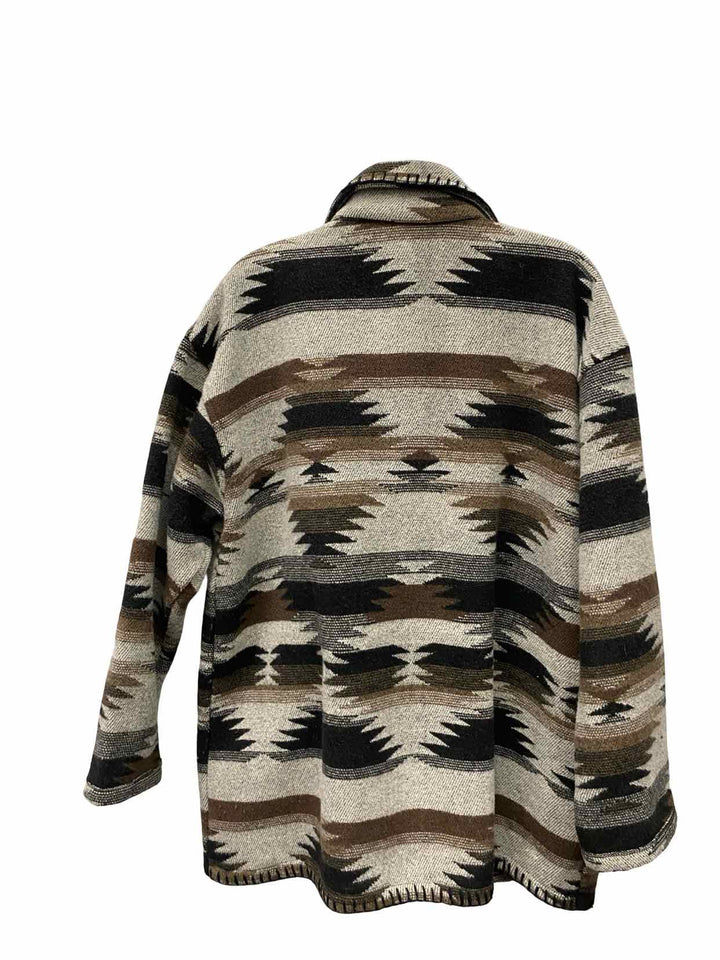 Chico's Size M/L Gray Brown Print 35% Wool Coat(short)