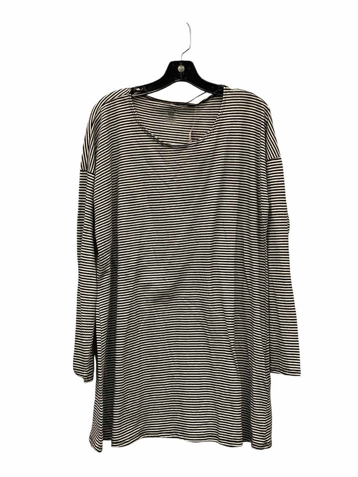 Volcom Size L Black White Striped Long Sleeve Shirts