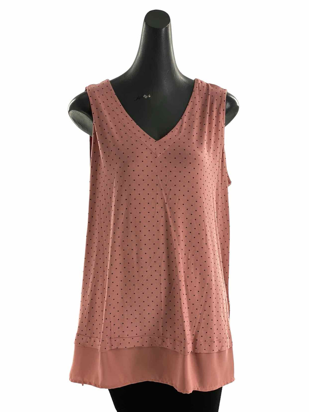 J. Jill Size XL Pink Black Poka dot Tank Top