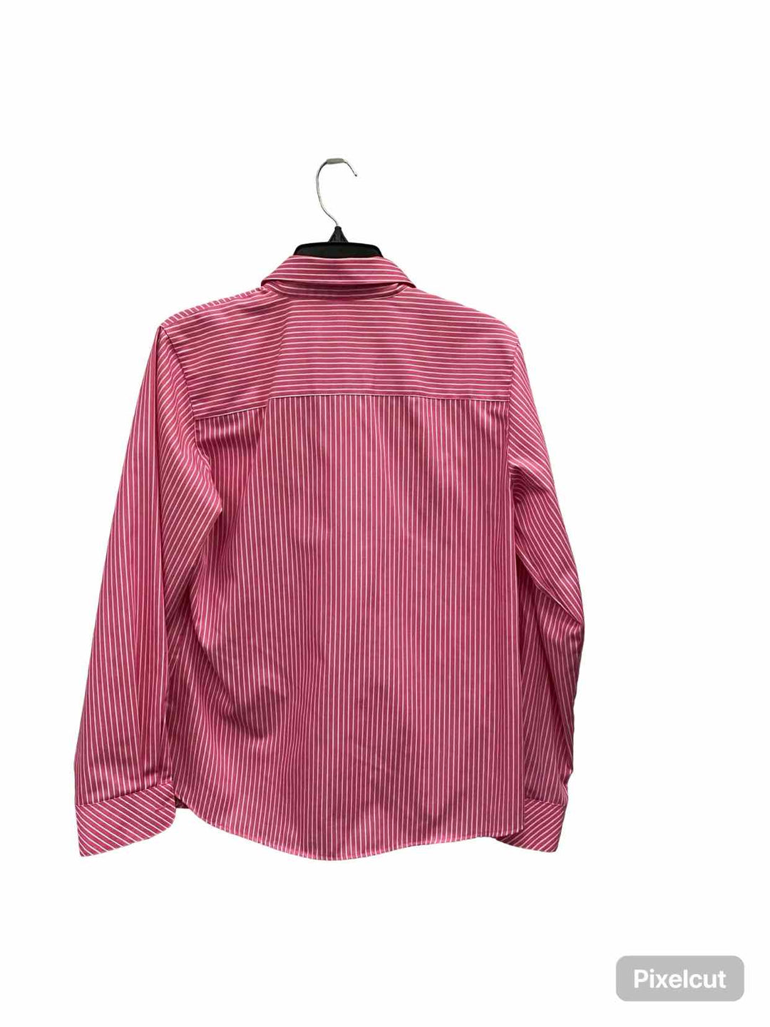 Foxcroft Size 6 Pink White Stripe Shaped Fit Long Sleeve Shirts