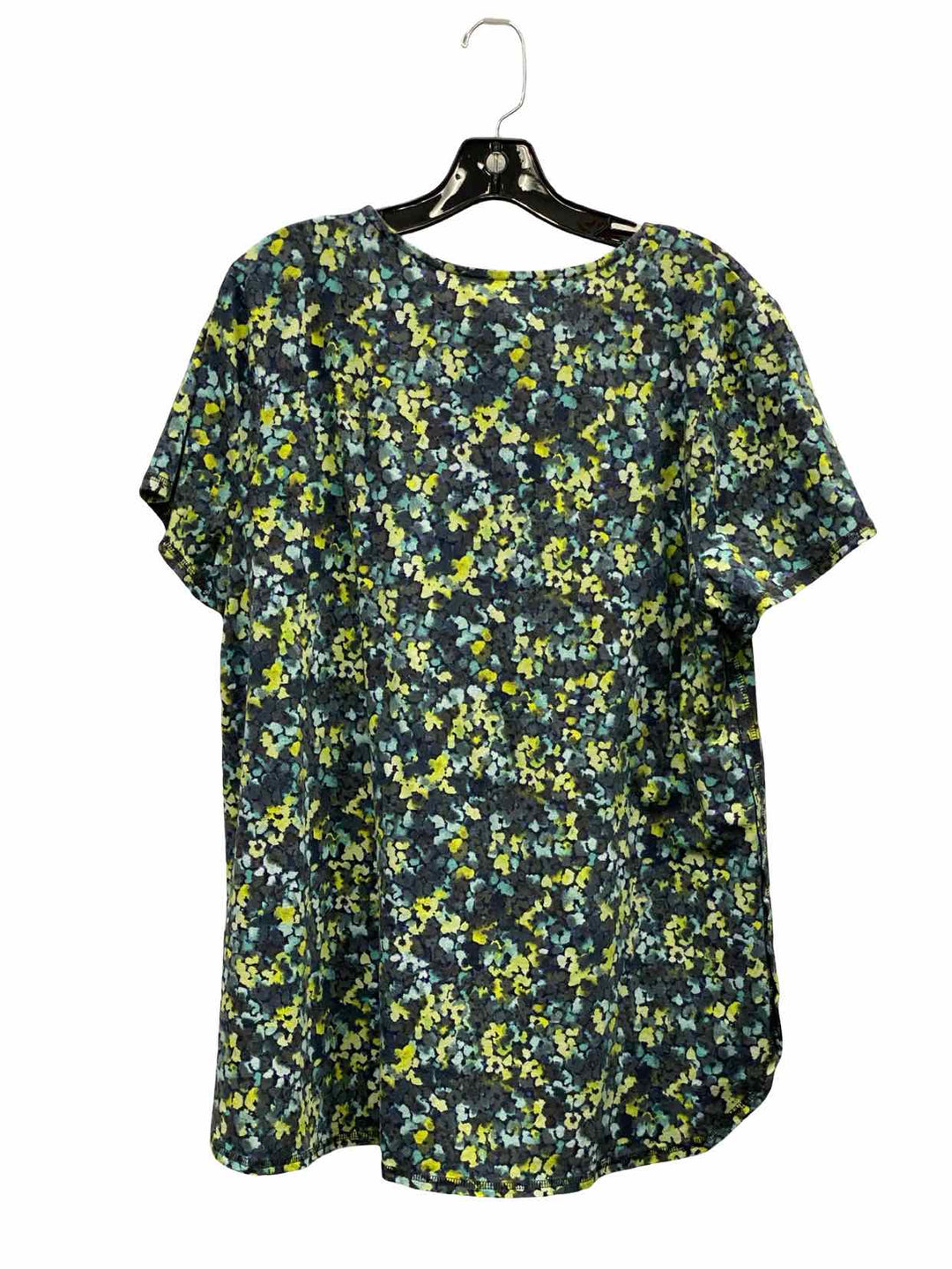 J Jill Size L Blue Green Floral Shirttail T-shirt