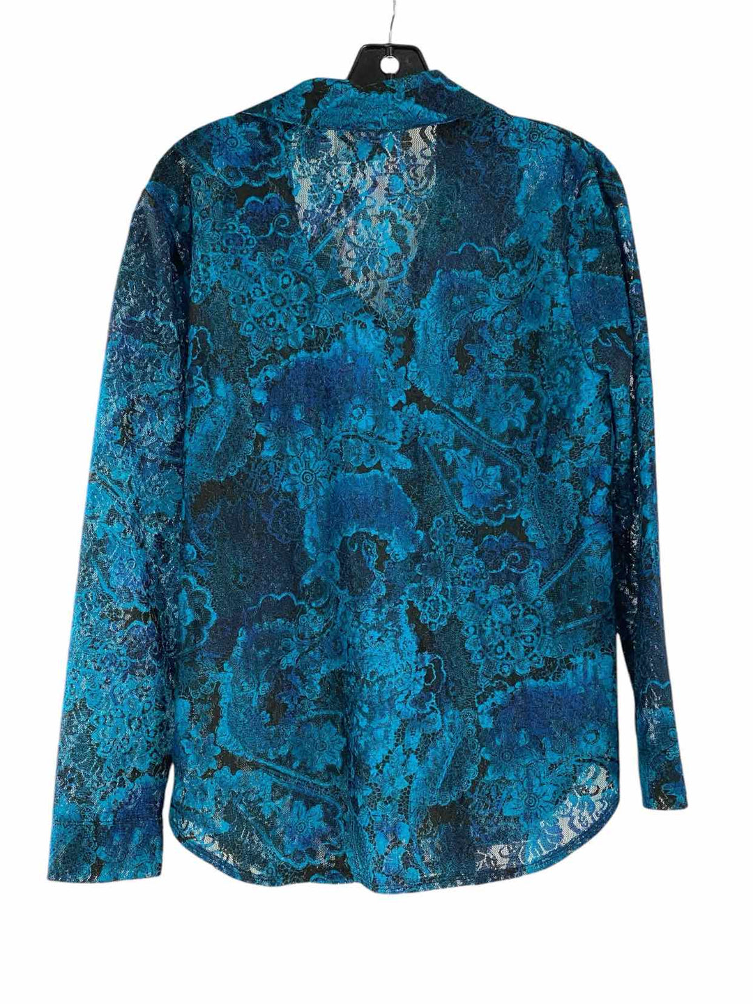 Chico's Size 1 (S) Blue Black Lace Long Sleeve Shirts