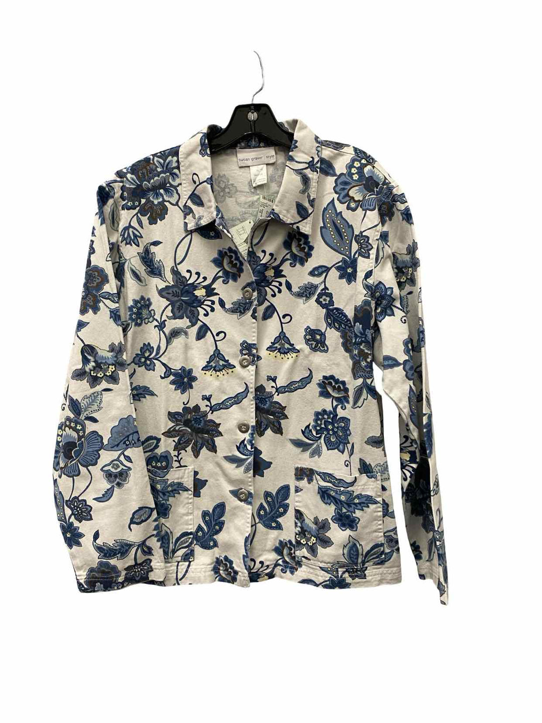 Susan Graver Size 1X Blue White Floral NWT Jacket