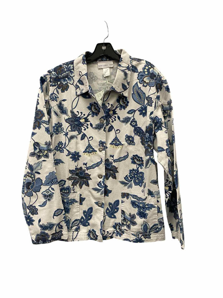 Susan Graver Size 1X Blue White Floral NWT Jacket