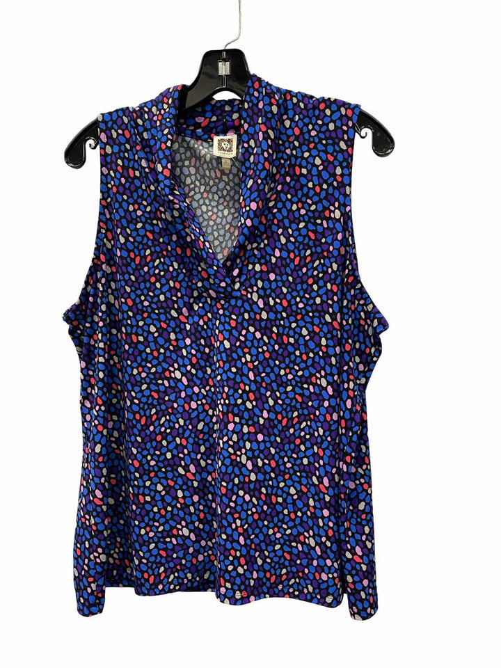 Anne Klein Size XL Blue Purple Print Tank Top