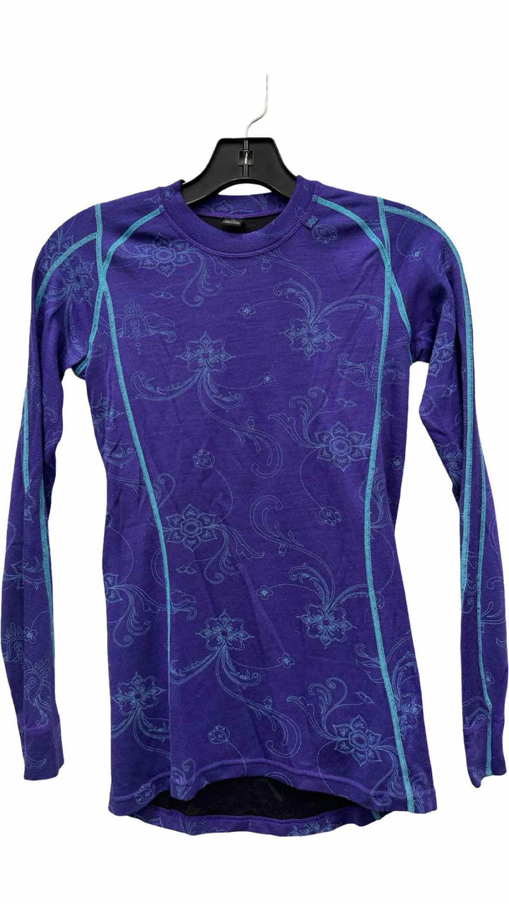 Helly Hansen Size S Purple Blue Floral Athletic Long Sleeve