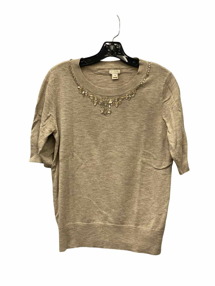 J Crew Size M Beige Jeweled Short Sleeve Shirts