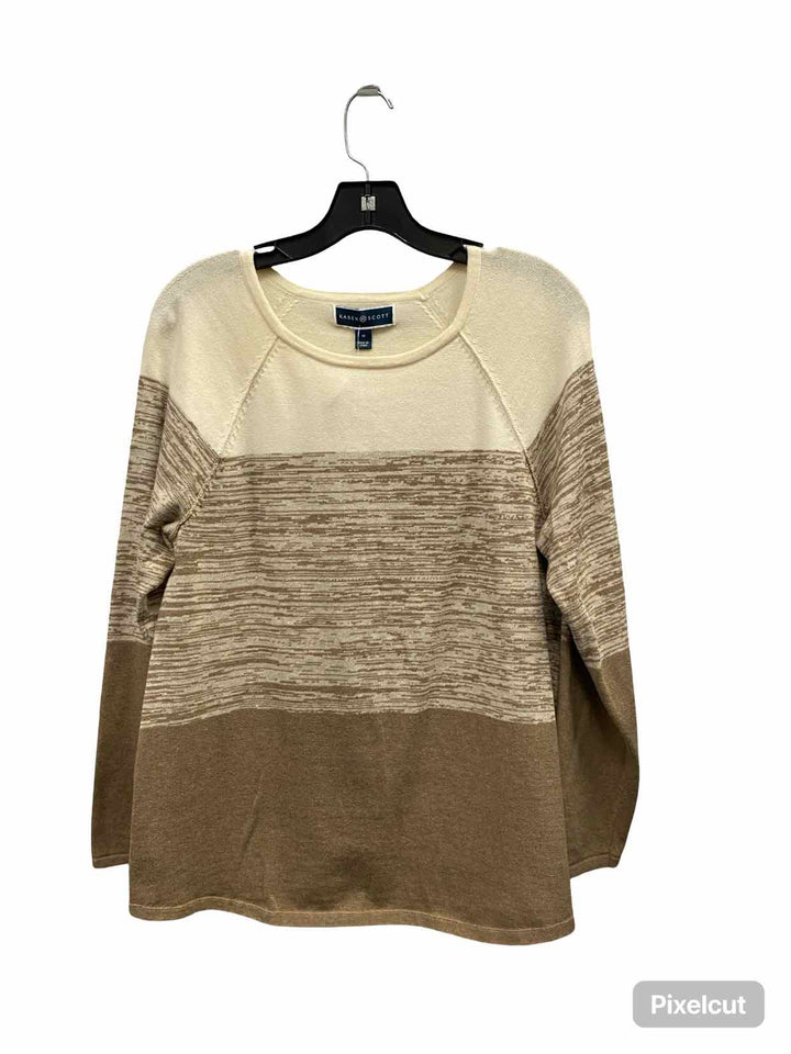 Karen Scott Size M Cream Beige Stripe Sweater