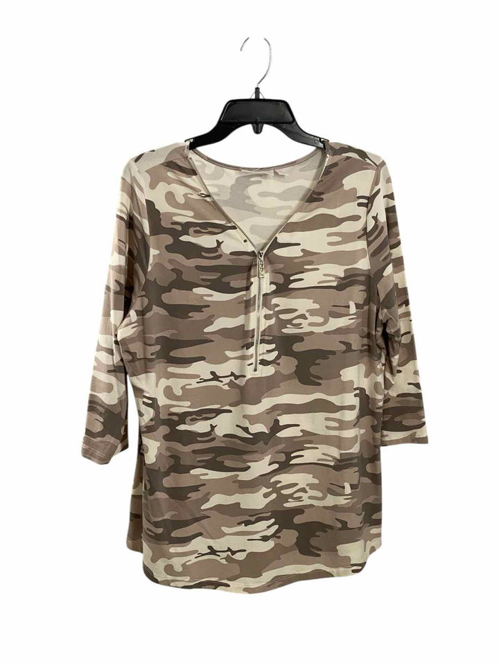 Belle by Kim Gravel Size L White Purple Print Long Sleeve Shirts