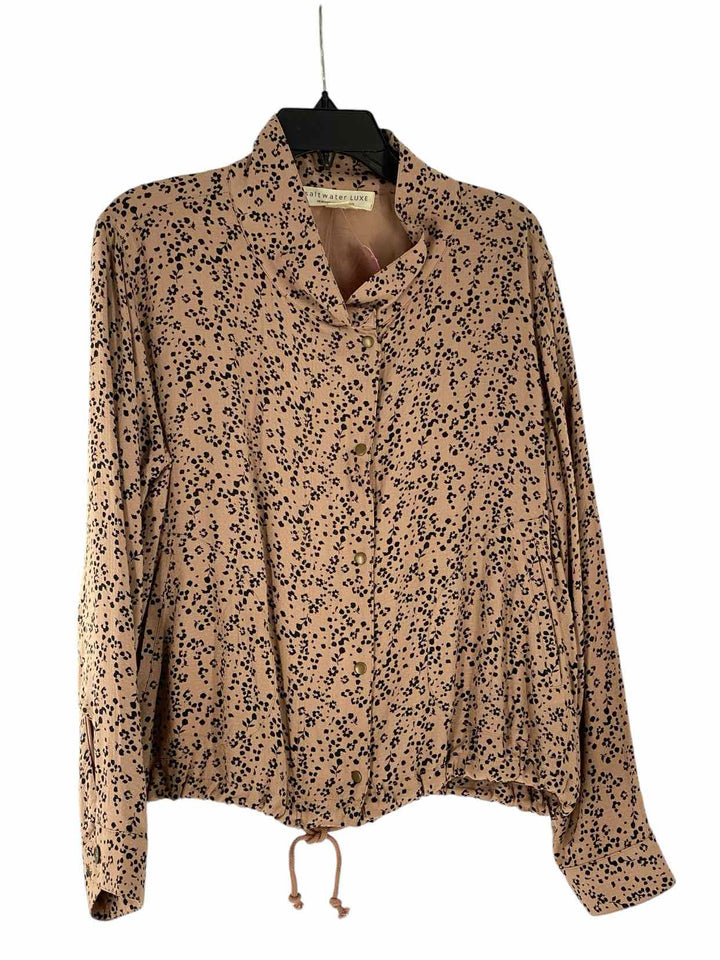 SALTWATER LUXE Size M Brown Black Print Long Sleeve Shirts