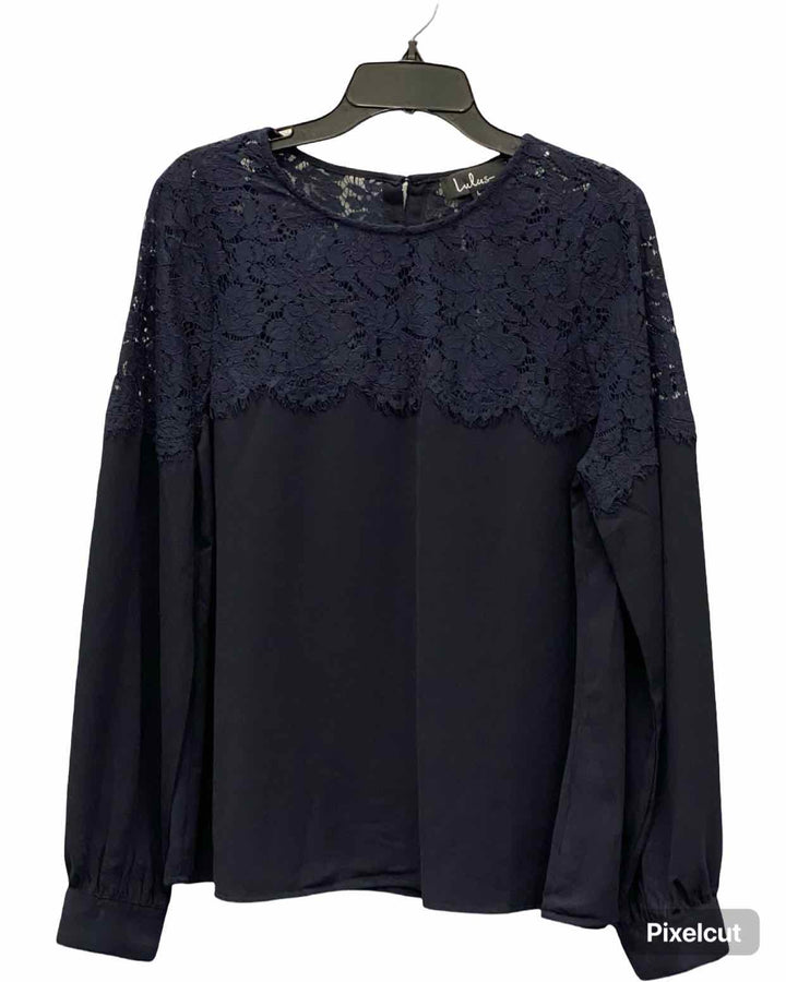 Lulus Size L Navy Floral Long Sleeve Shirts