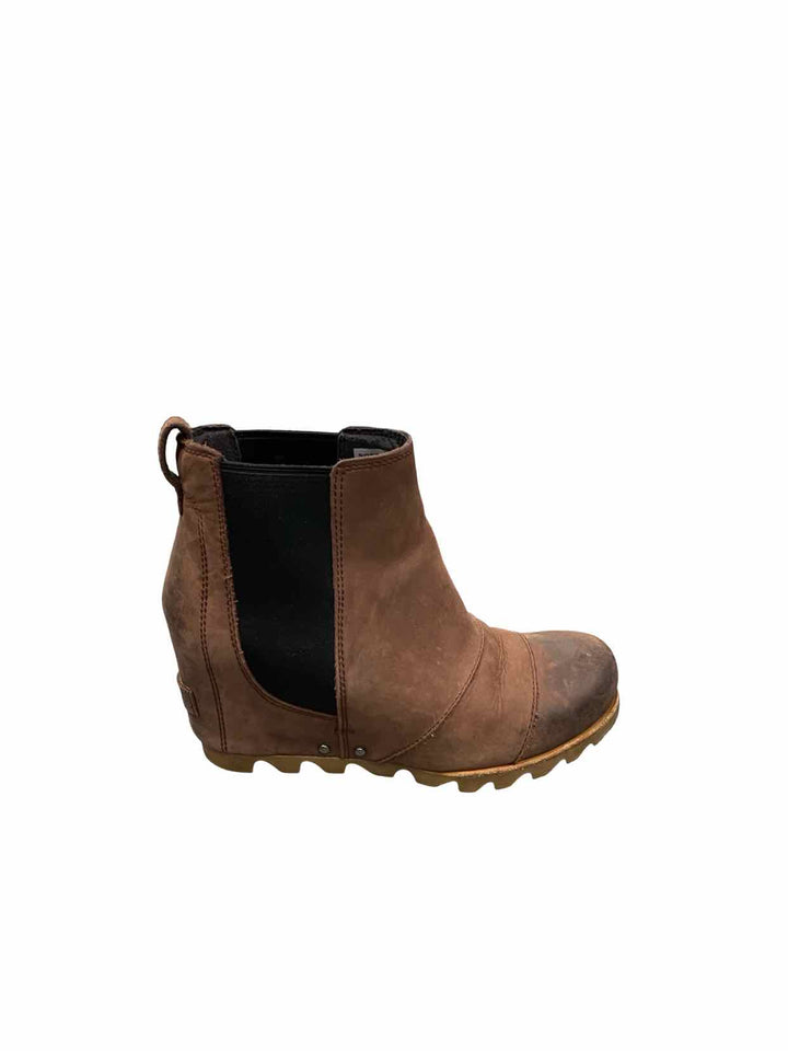 Sorel Shoe Size 7 Brown Lea Wedge Boots(Ankle)