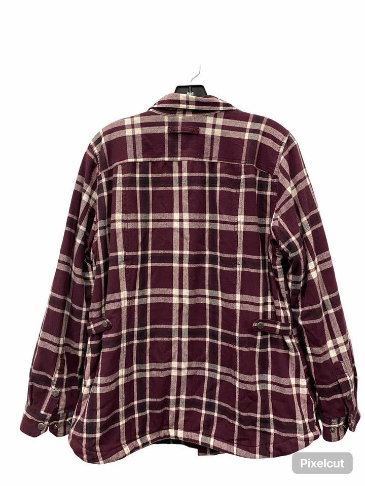 Duluth Trading Size L Purple White Plaid 100% cotton  Jacket