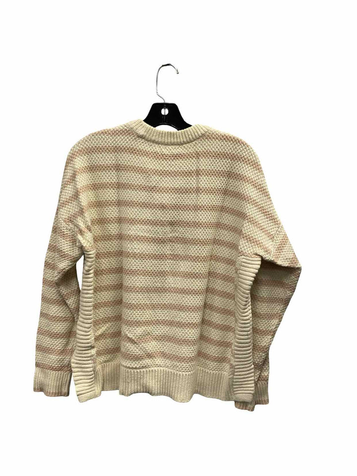 MadeWell Size M Cream Pink Striped Sweater
