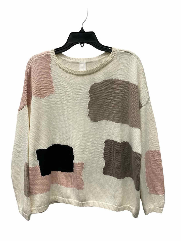 Wynne Collection Size M Cream Print Sweater