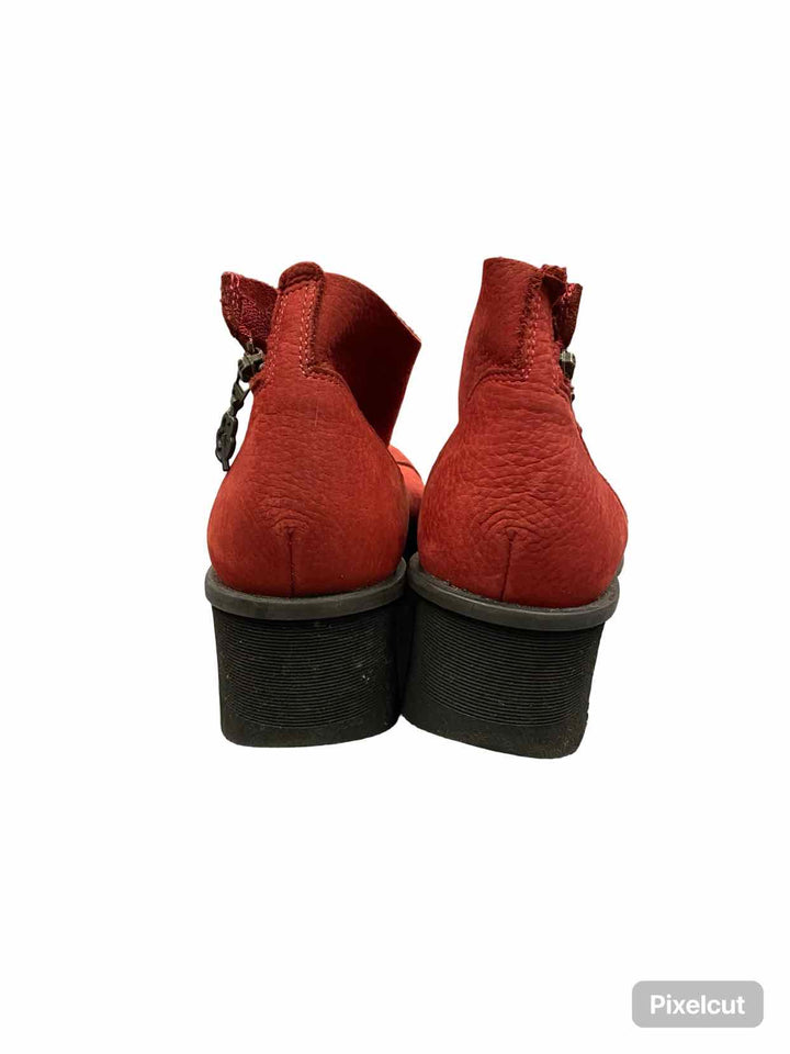 Loints of Holland Shoe Size 39 Red Leather Lighting Wedges Boots(Ankle)