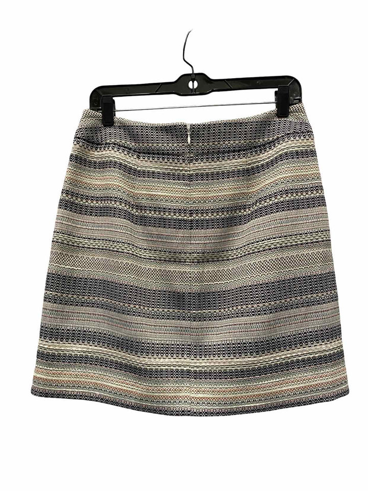 Loft Size 4 White Multi Colors Striped Skirt