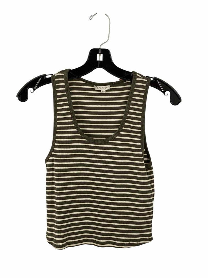 Z supply Size L Green White Stripes Tank Top