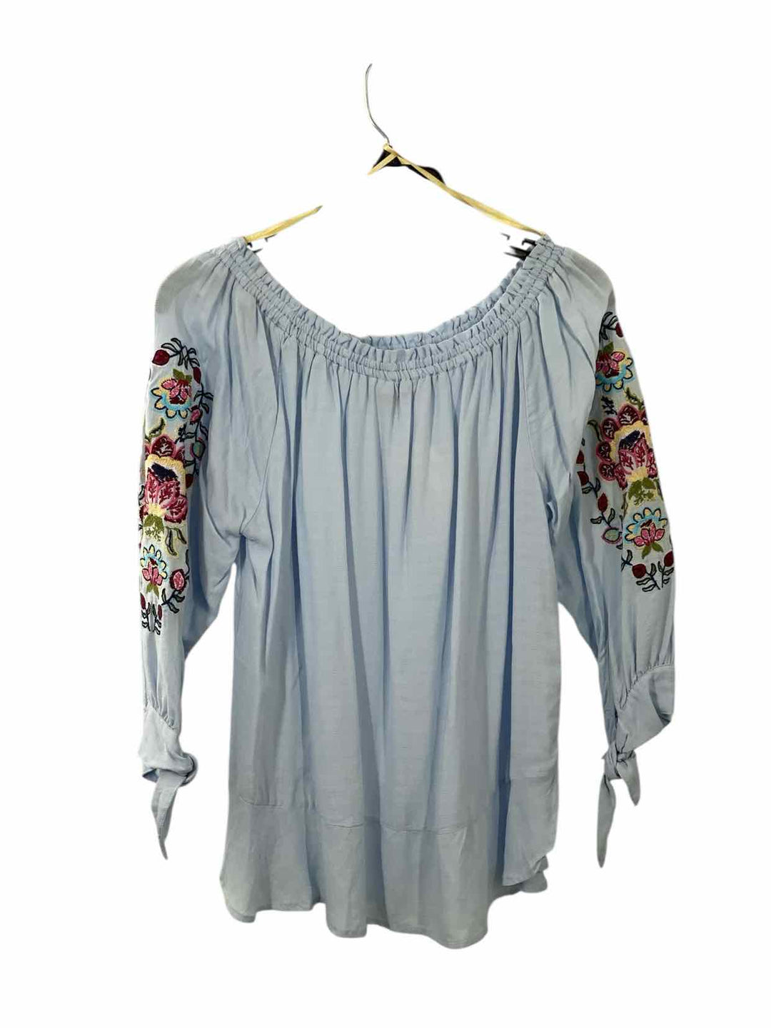 Democracy Size M Light Blue Floral Long Sleeve Shirts
