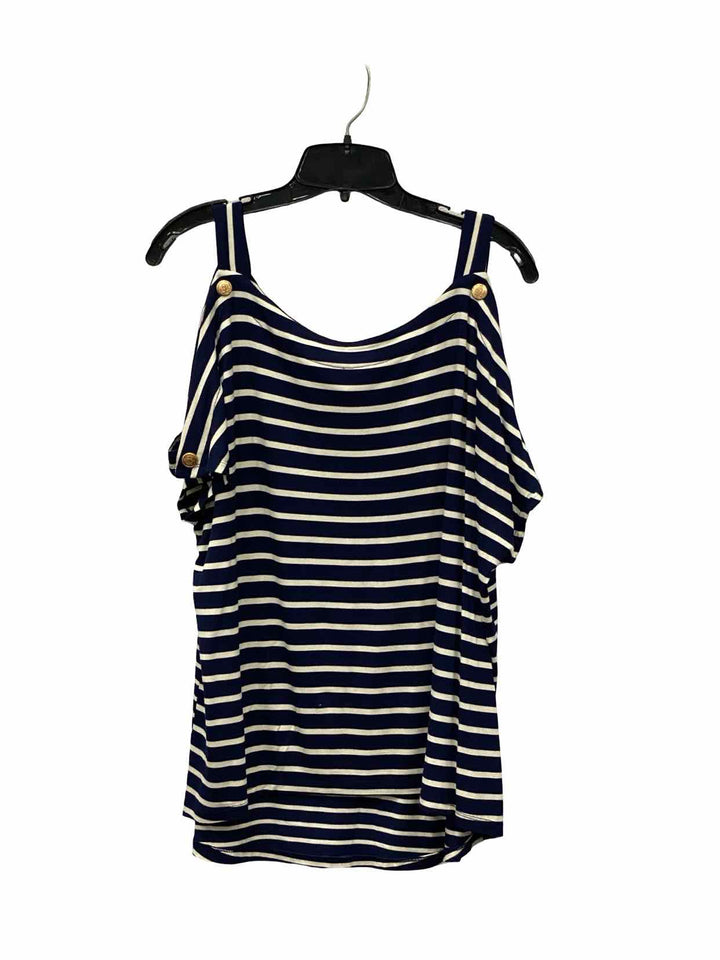 Cable & Gauge Size XL Navy White Striped Short Sleeve Shirts
