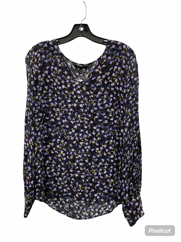 Banana Republic Size M Black Violet Floral Long Sleeve Shirts