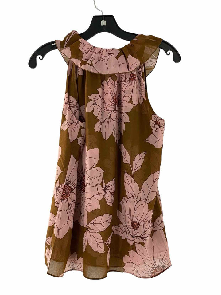 Cabi Size S Brown Pink Floral Tank Top