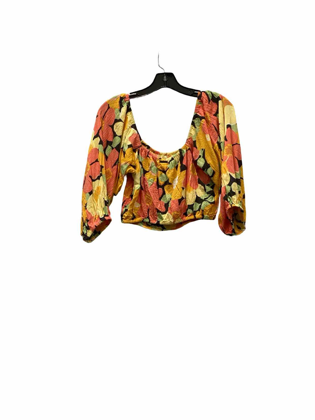 Billabong Size M Yellow Pink Floral Short Sleeve Shirts