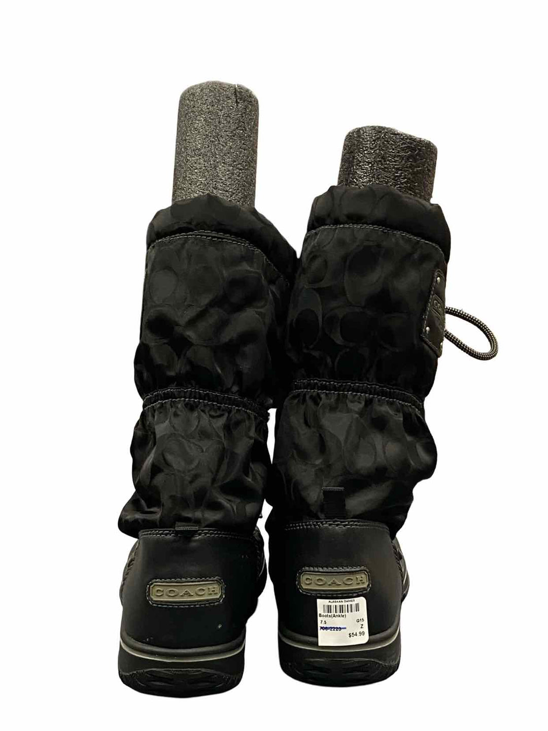 COACH Shoe Size 7.5 Black Leather Shaine Water Resistant Boots(Ankle)