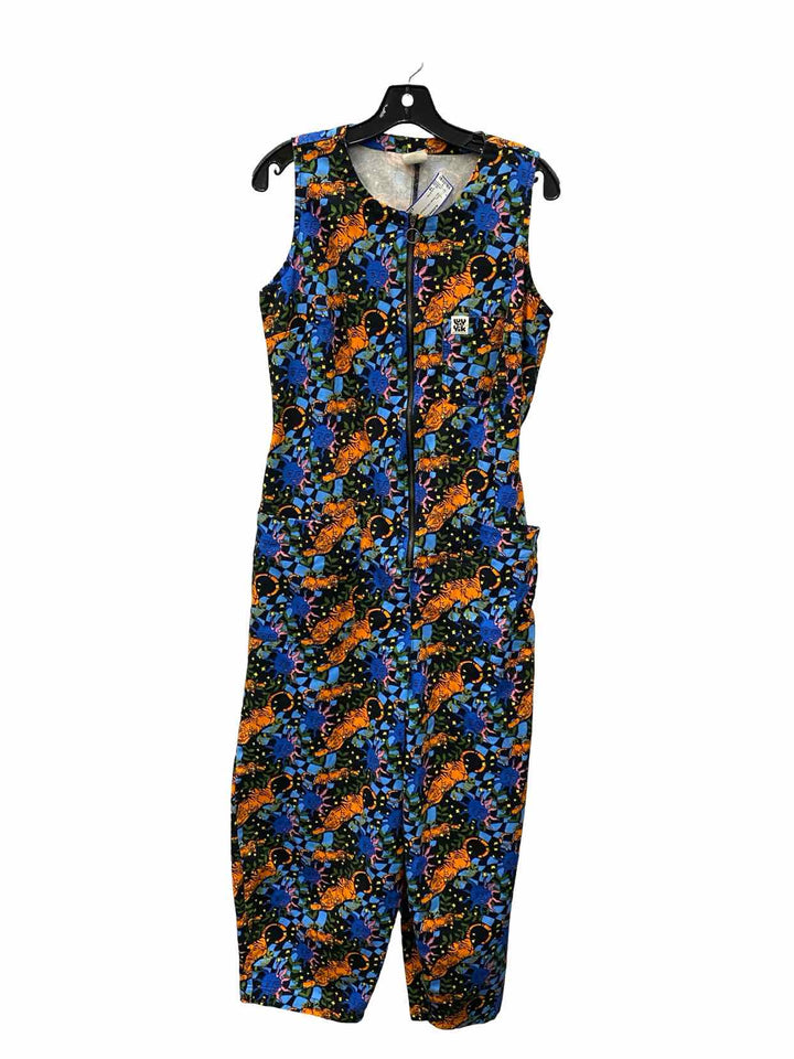 Lucy & Yak Size 14 Blue Orange Print Dress