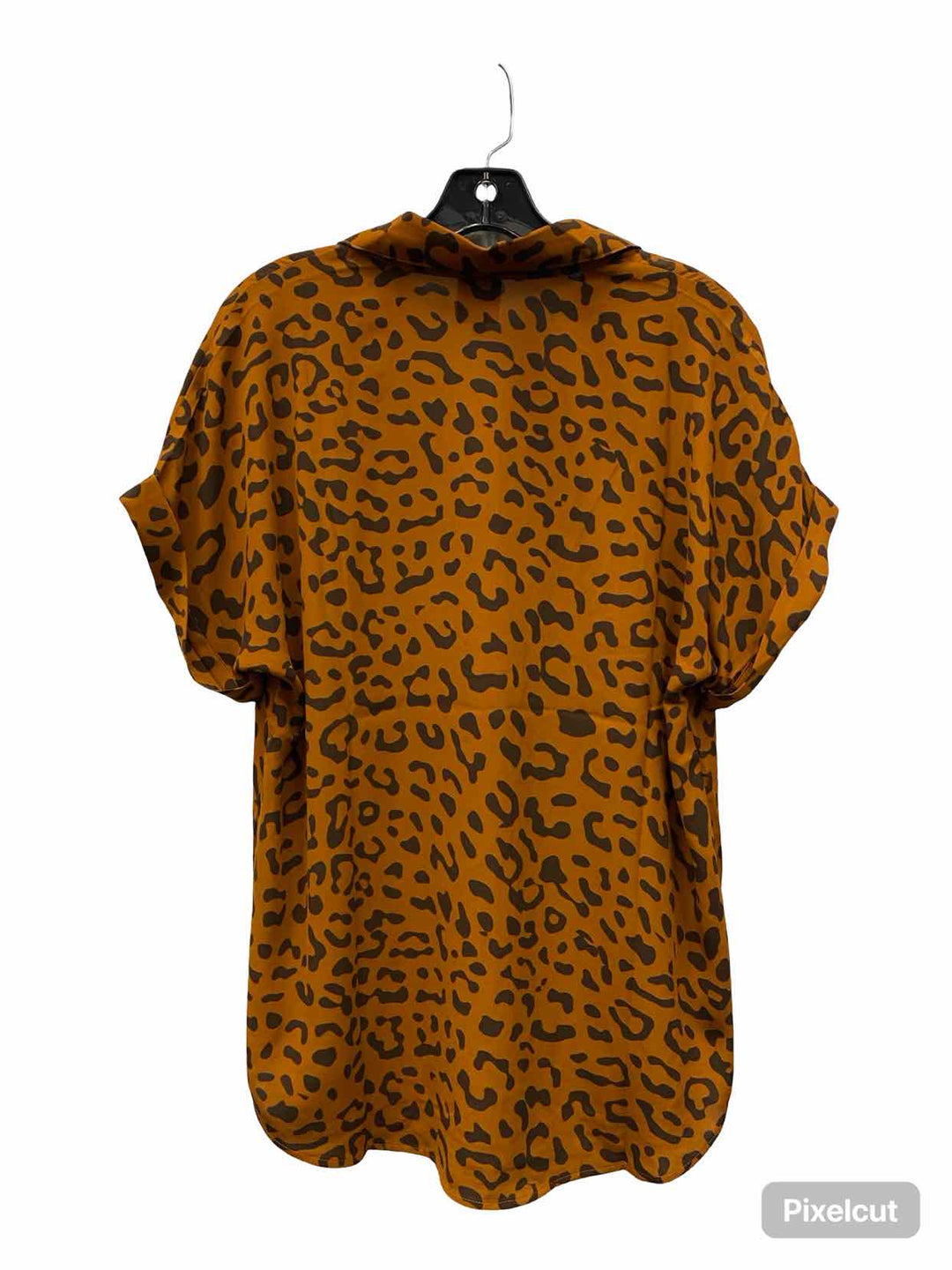 Cabi Size S Orange Black Print Short Sleeve Shirts