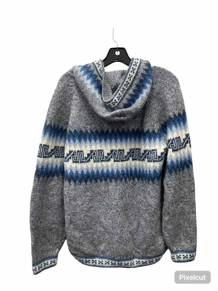 Yusutex Size L Blue White Print Alpaca wool Sweater