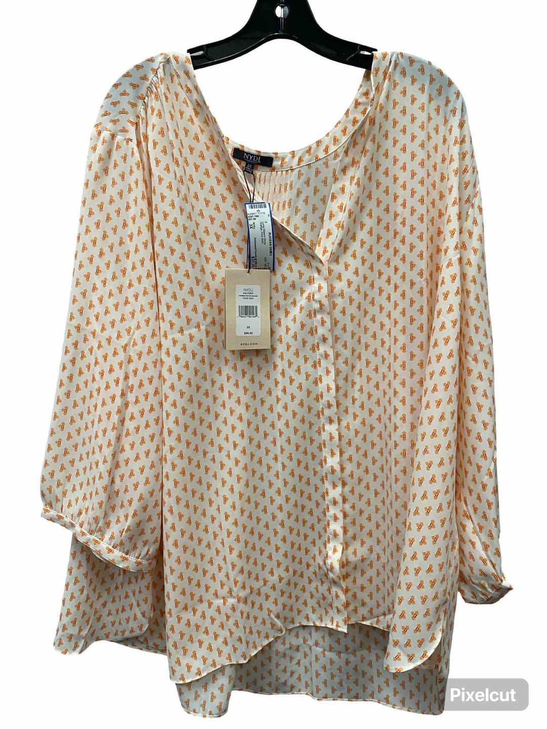 NYDJ Size 3X Orange Print Long Sleeve Shirts