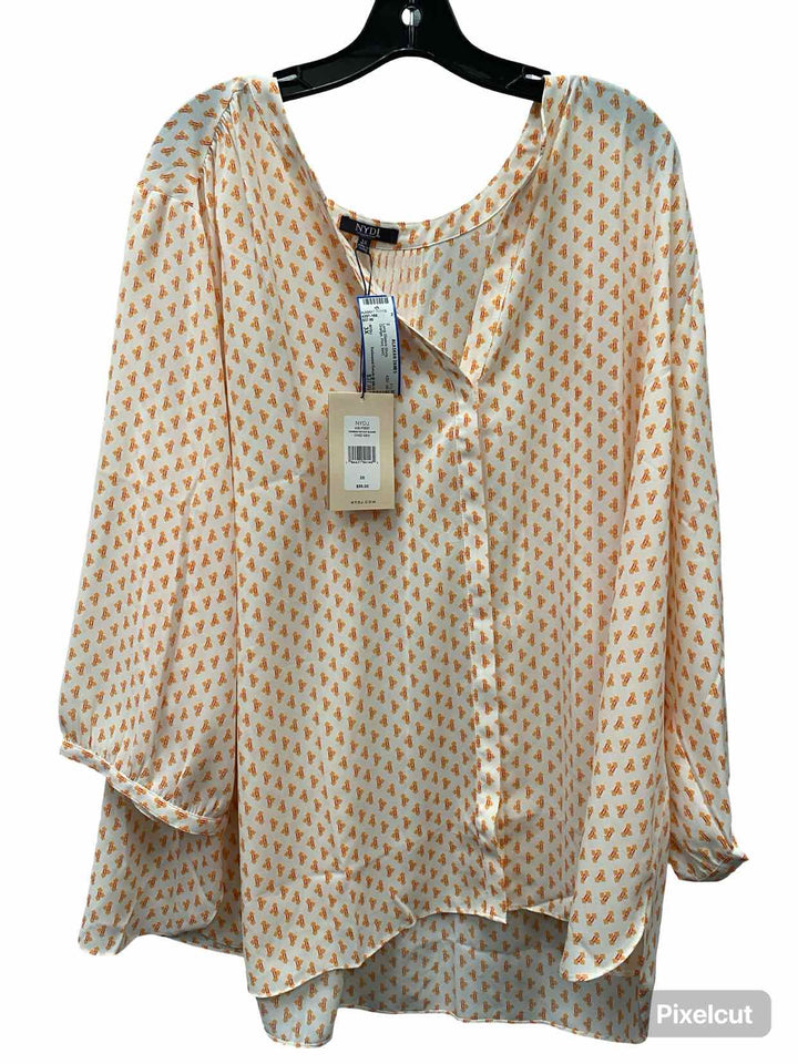 NYDJ Size 3X Orange Print Long Sleeve Shirts