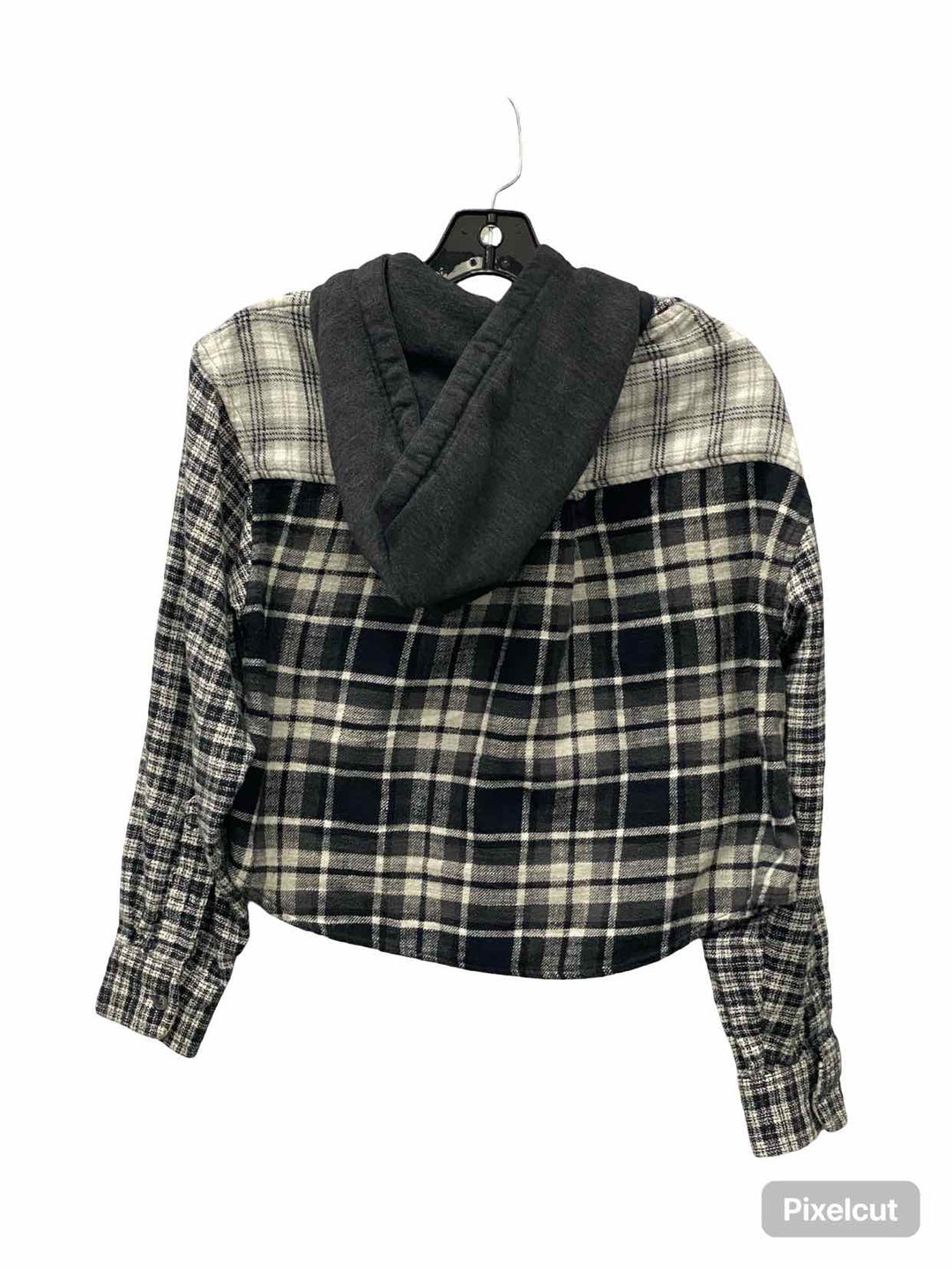 American Eagle Size XS Black White Plaid Sweatshirt