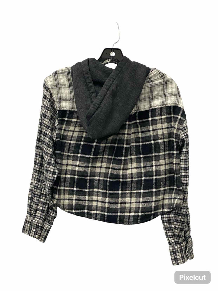 American Eagle Size XS Black White Plaid Sweatshirt