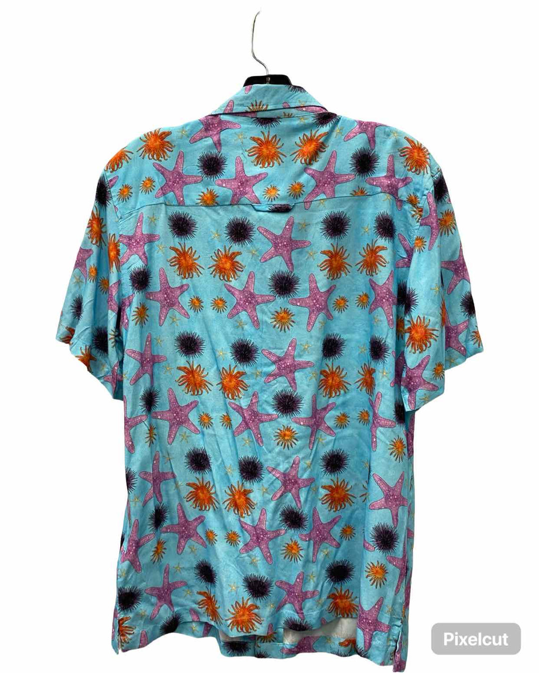 AK Aloha Co. Size M/L Blue Purple & Orange Print Short Sleeve Shirts