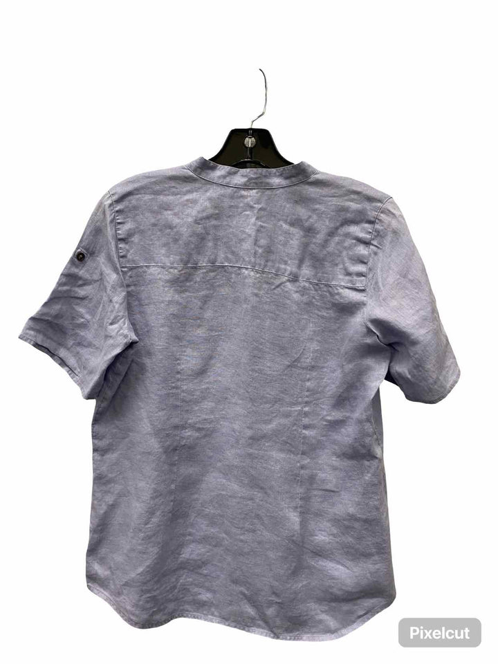 J Jill Size XS Blue 100% Linen Short Sleeve Shirts