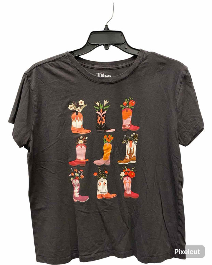 Unknown Brand Size L Grey Multi Print T-shirt